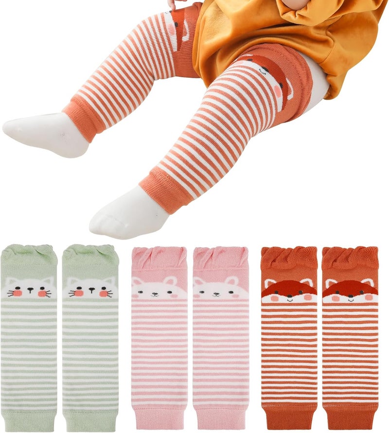XEPST Pack of 3 Toddler Baby Leg Warmers, Cute Animal Pattern Unisex Long Legwarmers Knee Socks Baby Knee Protector Leg Sleeves Leggings for Baby Kids Toddlers Girls 0-3 Years, One Size - Image 1